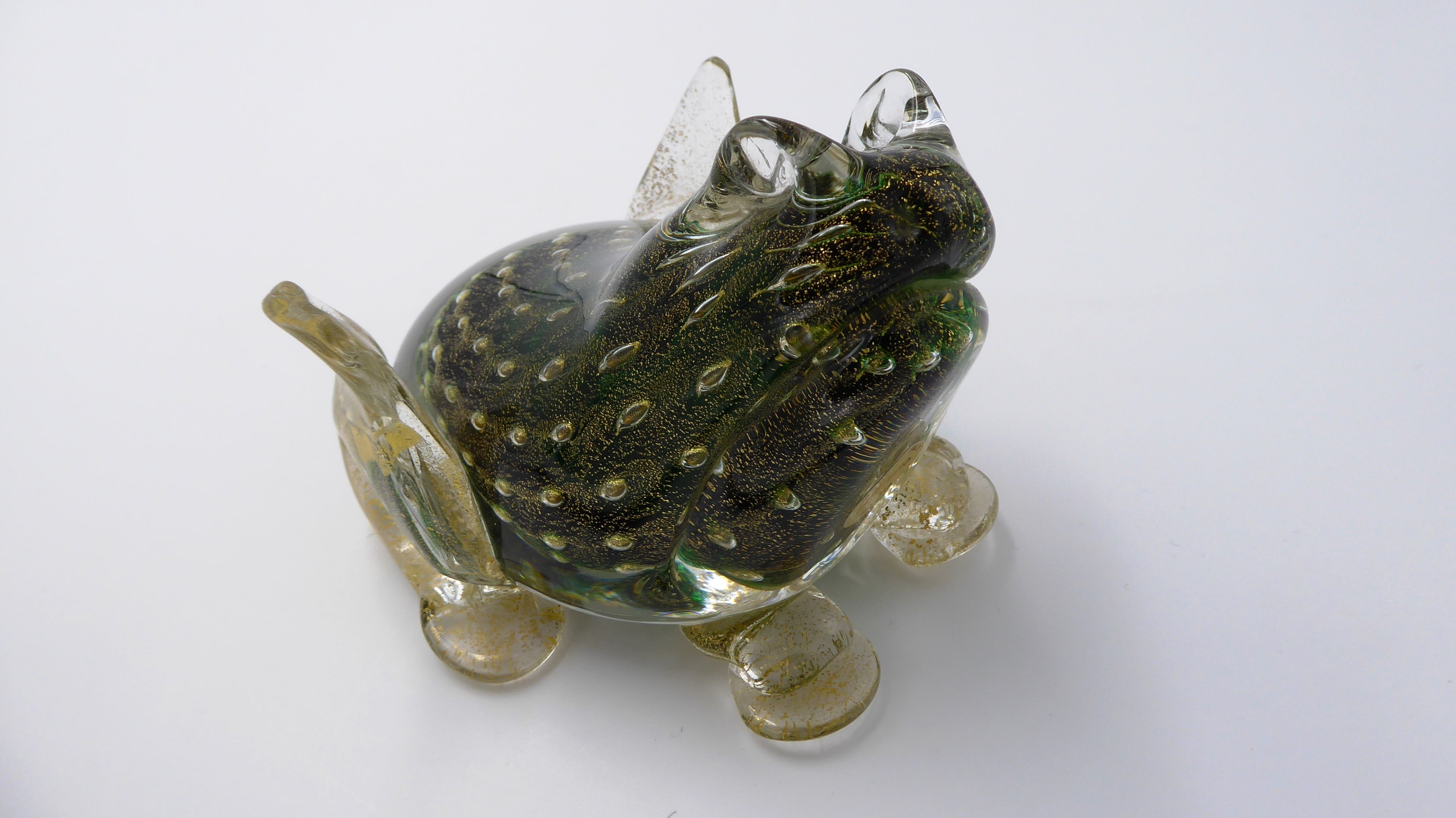 Superbe grenouille fabriquée à MURANO-VENEZIA ton vert et or
