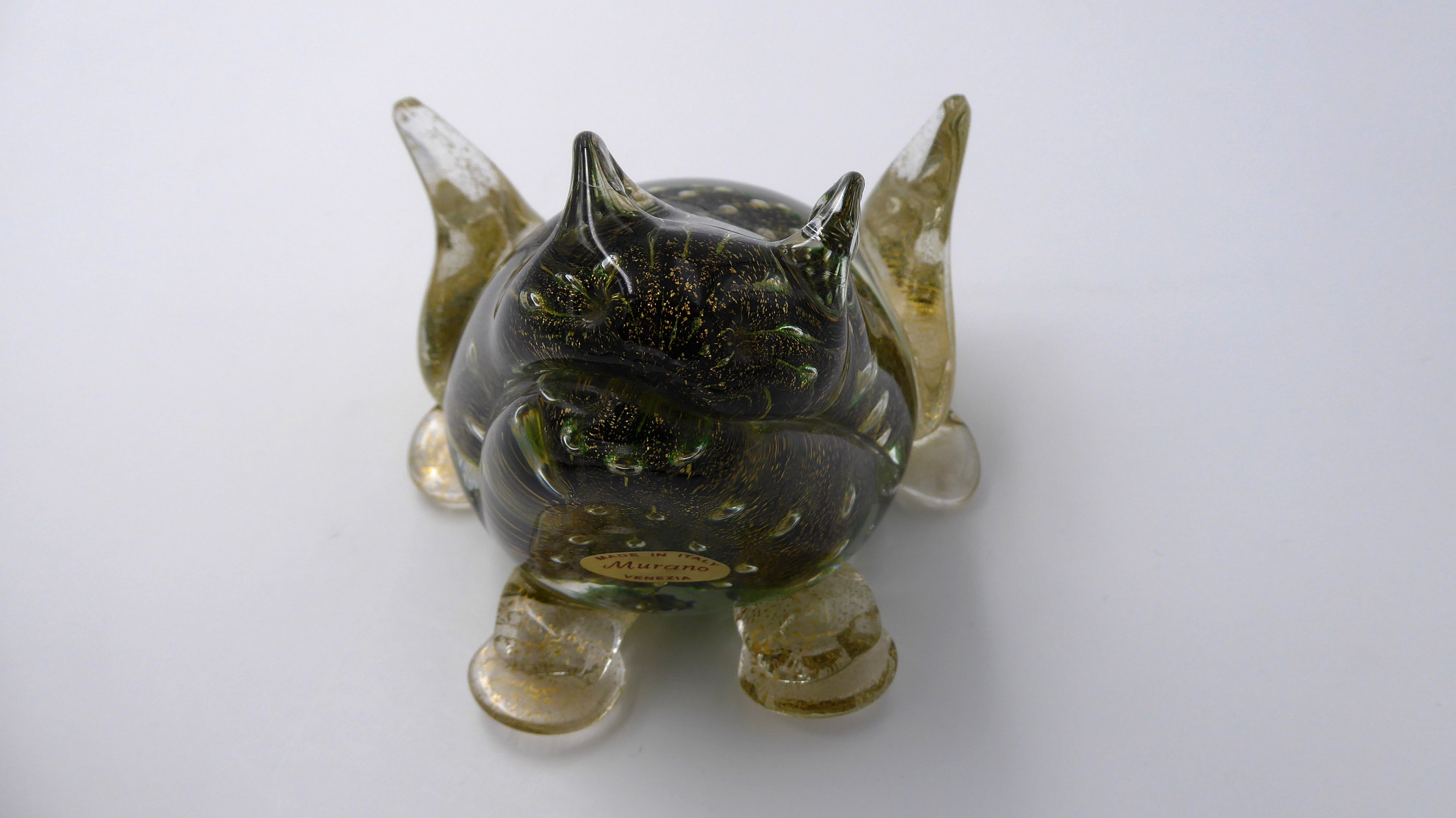 Superbe grenouille fabriquée à MURANO-VENEZIA ton vert et or