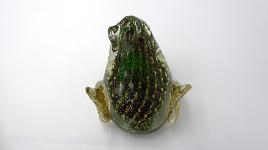 Superbe grenouille fabriquée à MURANO-VENEZIA ton vert et or