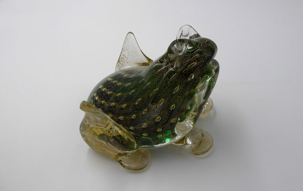 Superbe grenouille fabriquée à MURANO-VENEZIA ton vert et or