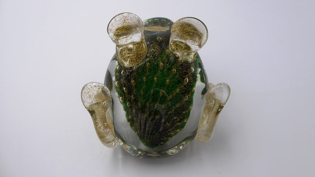 Superbe grenouille fabriquée à MURANO-VENEZIA ton vert et or