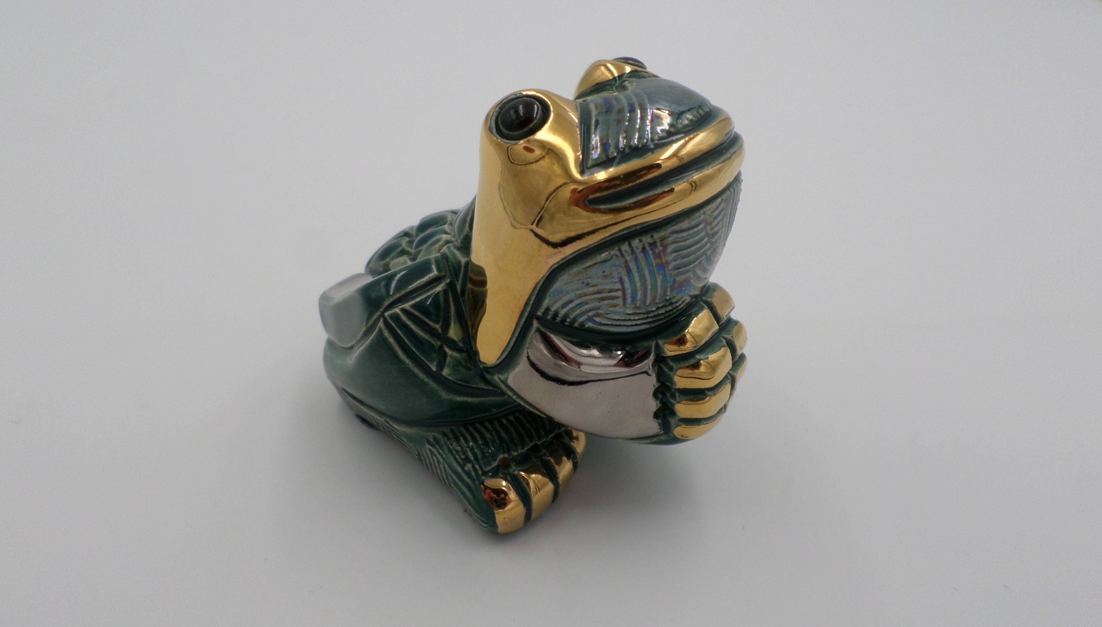 Grenouille émaillée avec détail chrome et or - Fabriquée en URUGUAY