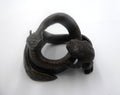 Serpent et grenouille - Petit bronze à patine brune - Signé d'un monogramme