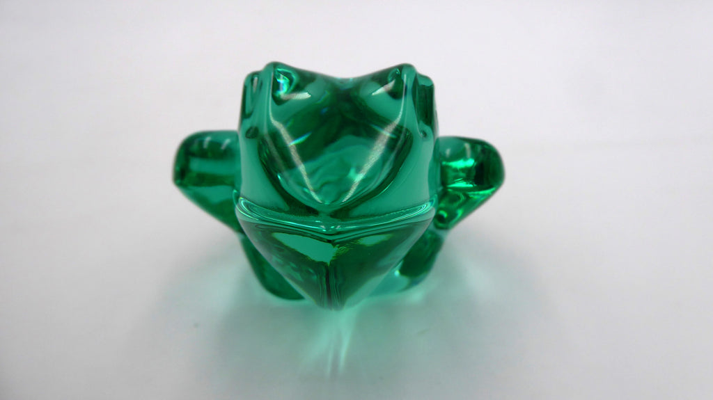 Grenouille DAUM en cristal teinté vert