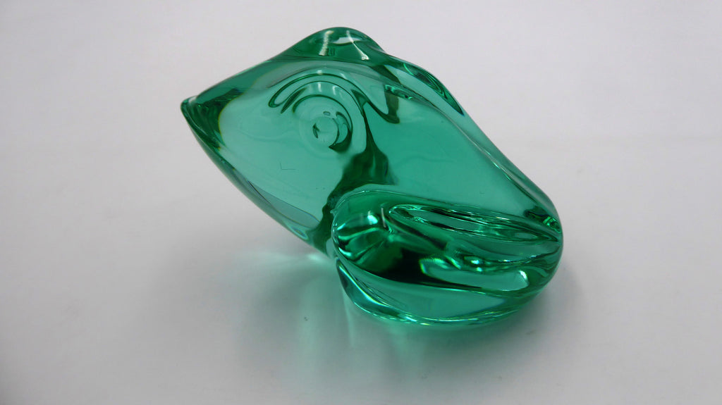Grenouille DAUM en cristal teinté vert