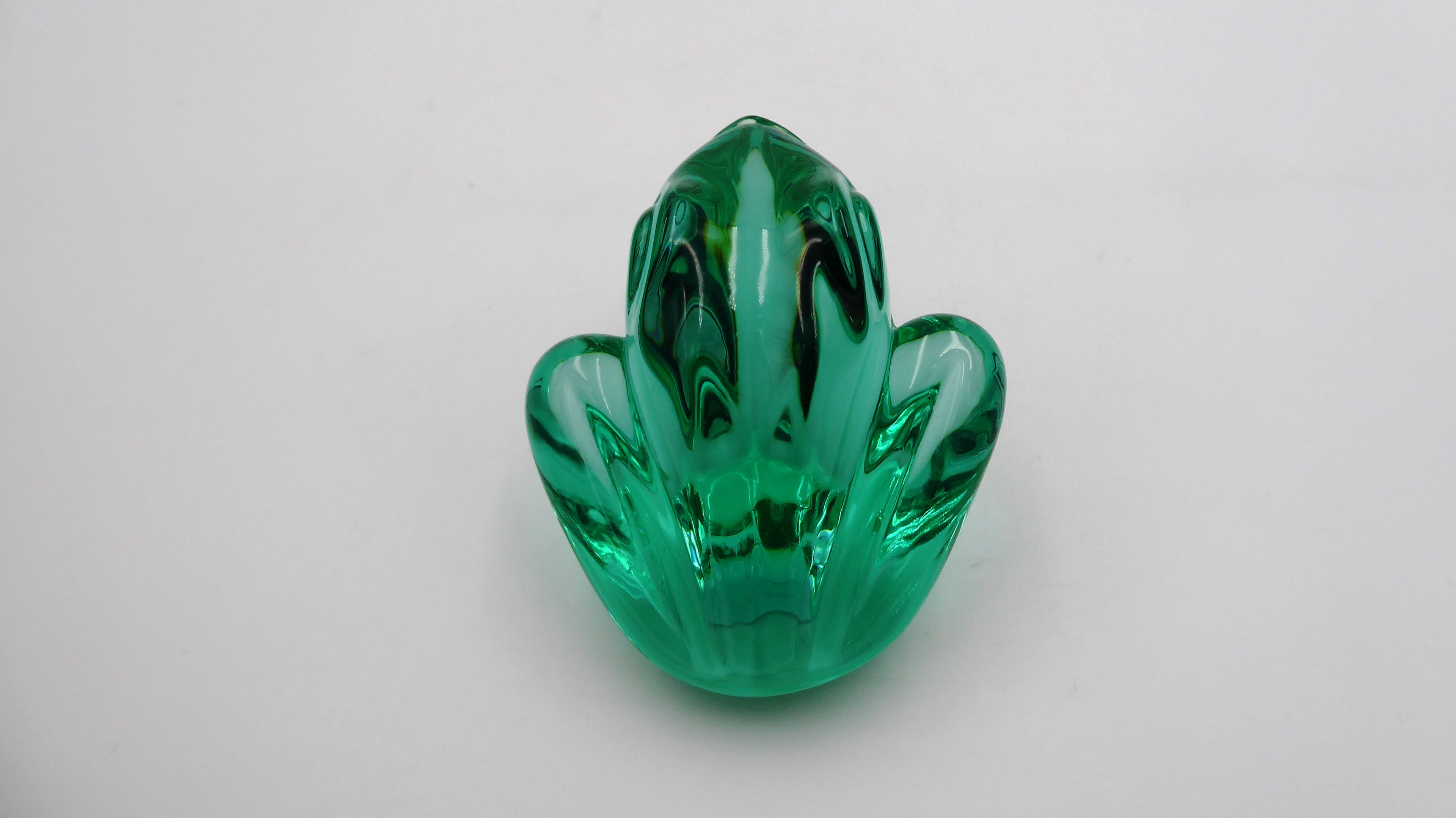 Grenouille DAUM en cristal teinté vert
