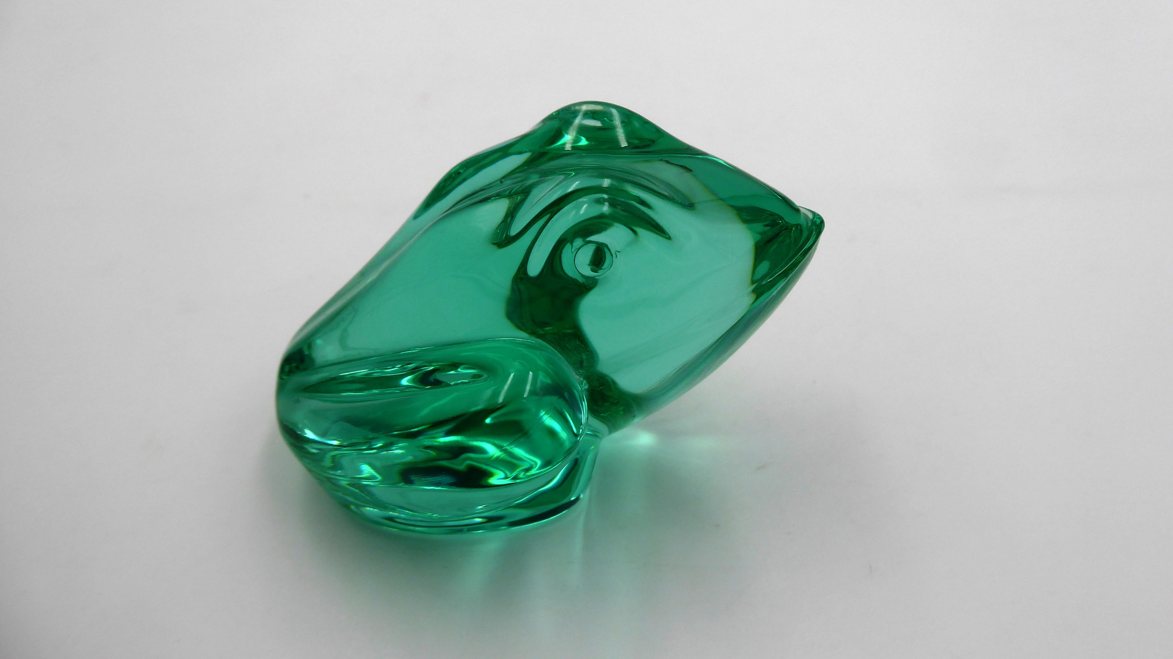 Grenouille DAUM en cristal teinté vert