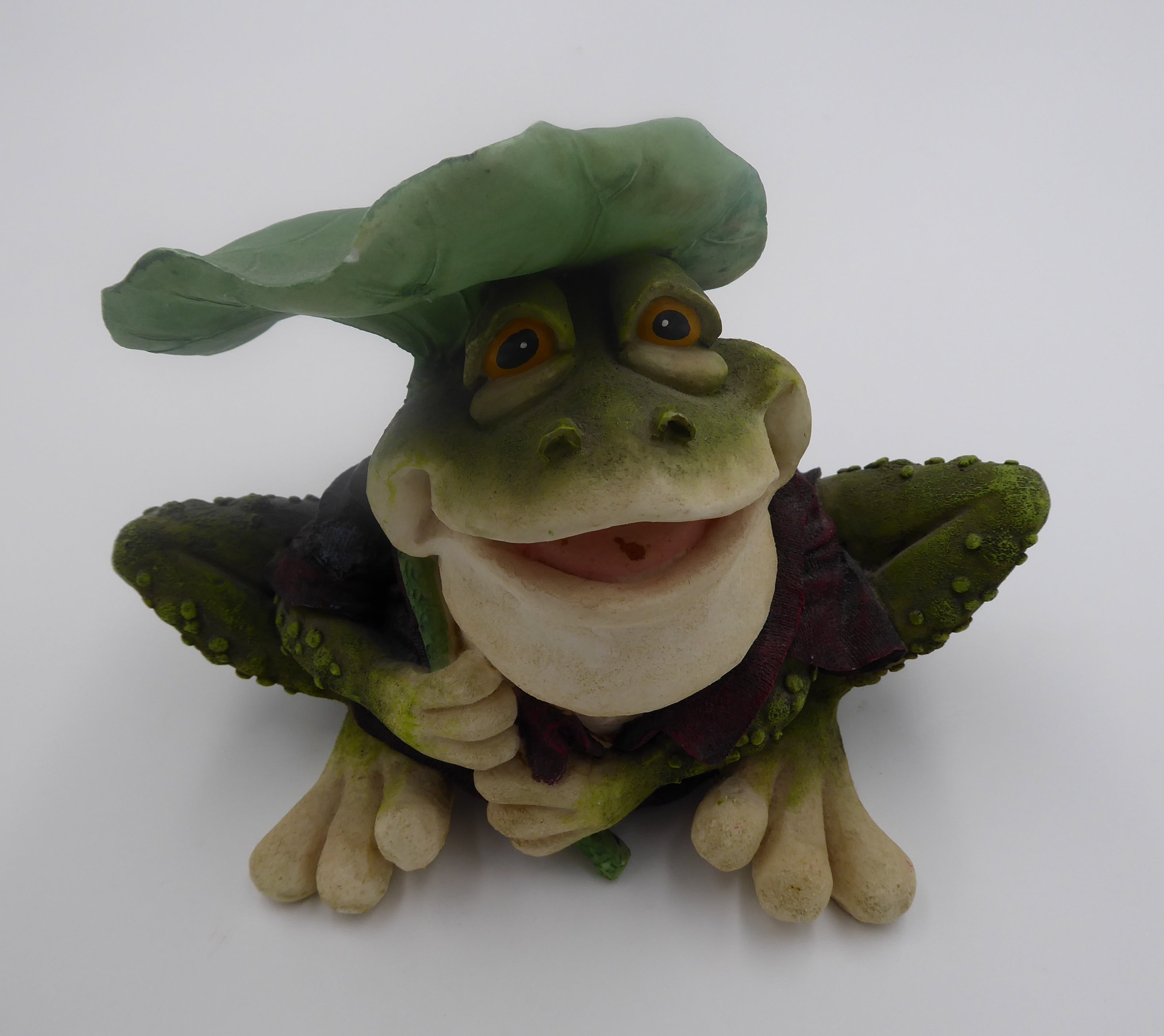 Grosse grenouille en composite avec nénuphar en parapluie