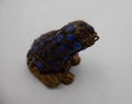 Vieille grenouille origine africaine en tôle laiton émaillée bleu