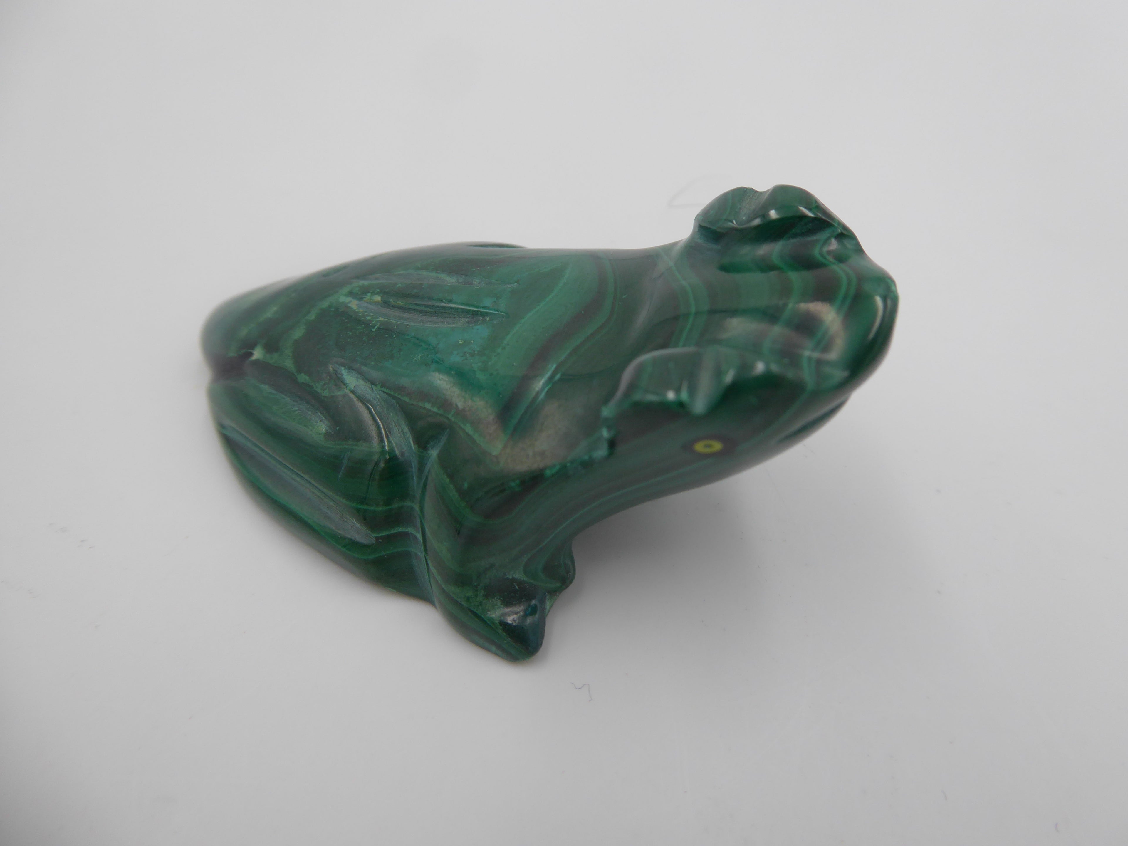 Grenouille en malachite à beaux reflets