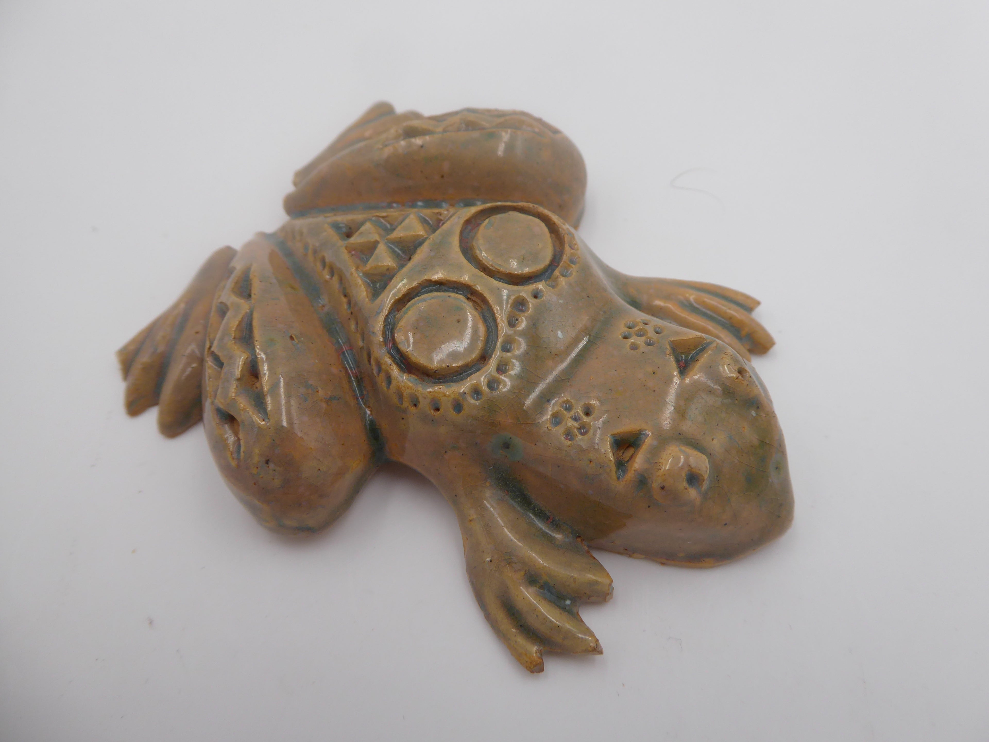 Grenouille en céramique vernissé venant du CONGO - Signée GRAND BASSAM