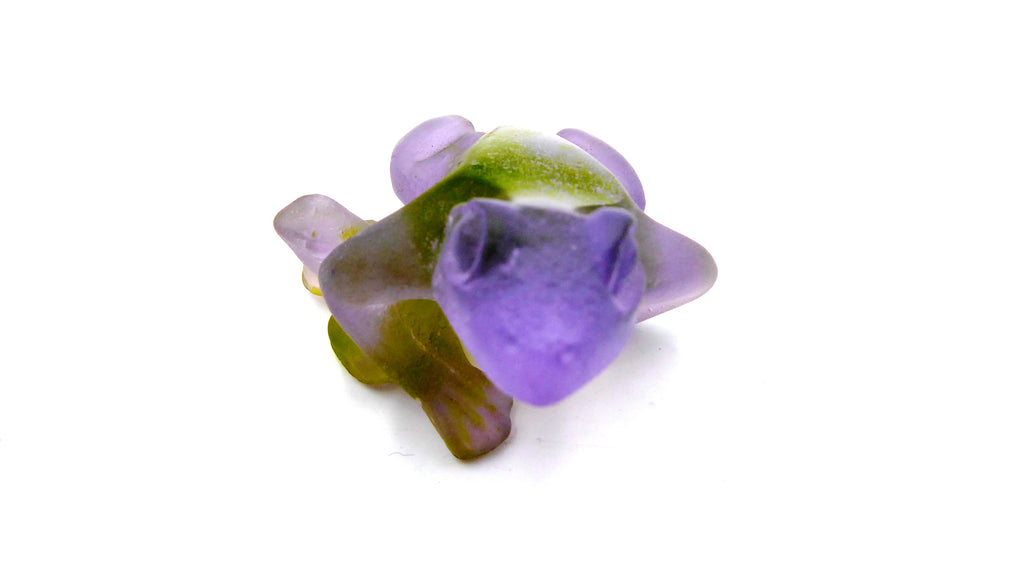 Grenouille DAUM en pâte de verre lilas/vert