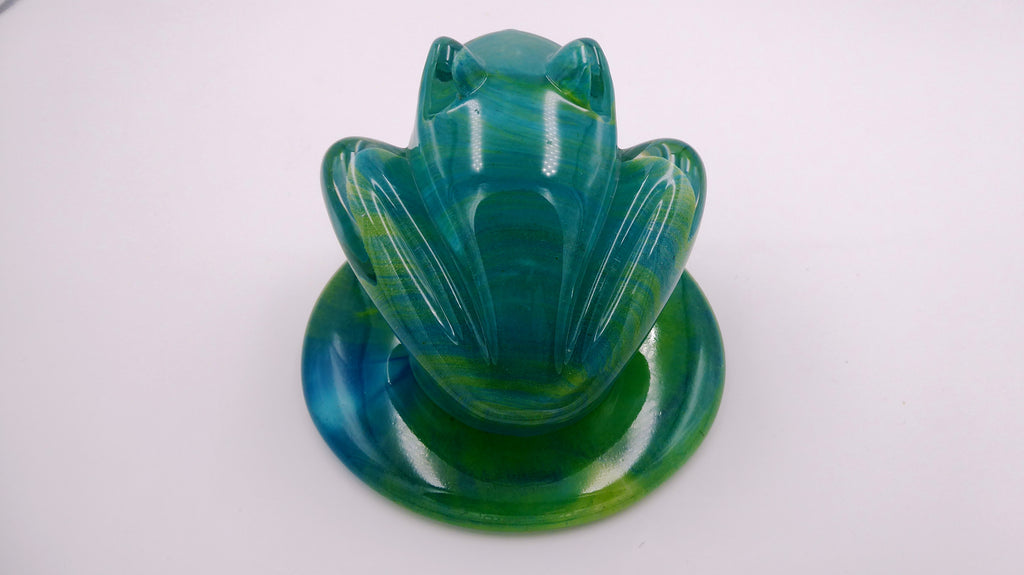 Grosse grenouille DAUM en cristal bleu nuances de vert