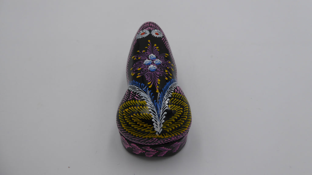 Petite boite laquée noire - Beau motif peint à la main