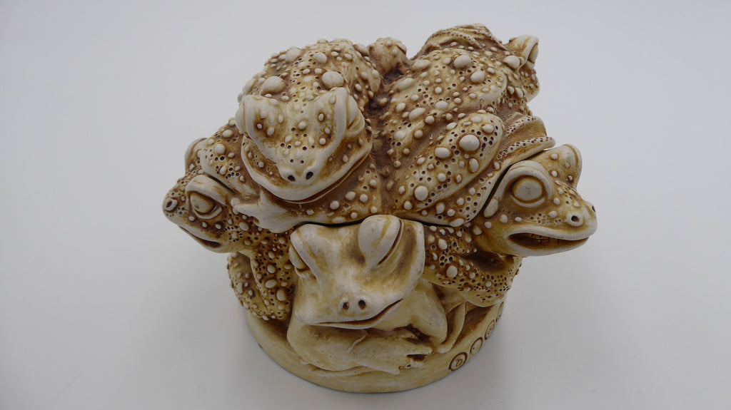 Unique céramique boite à bijoux grenouilles enchevêtrées