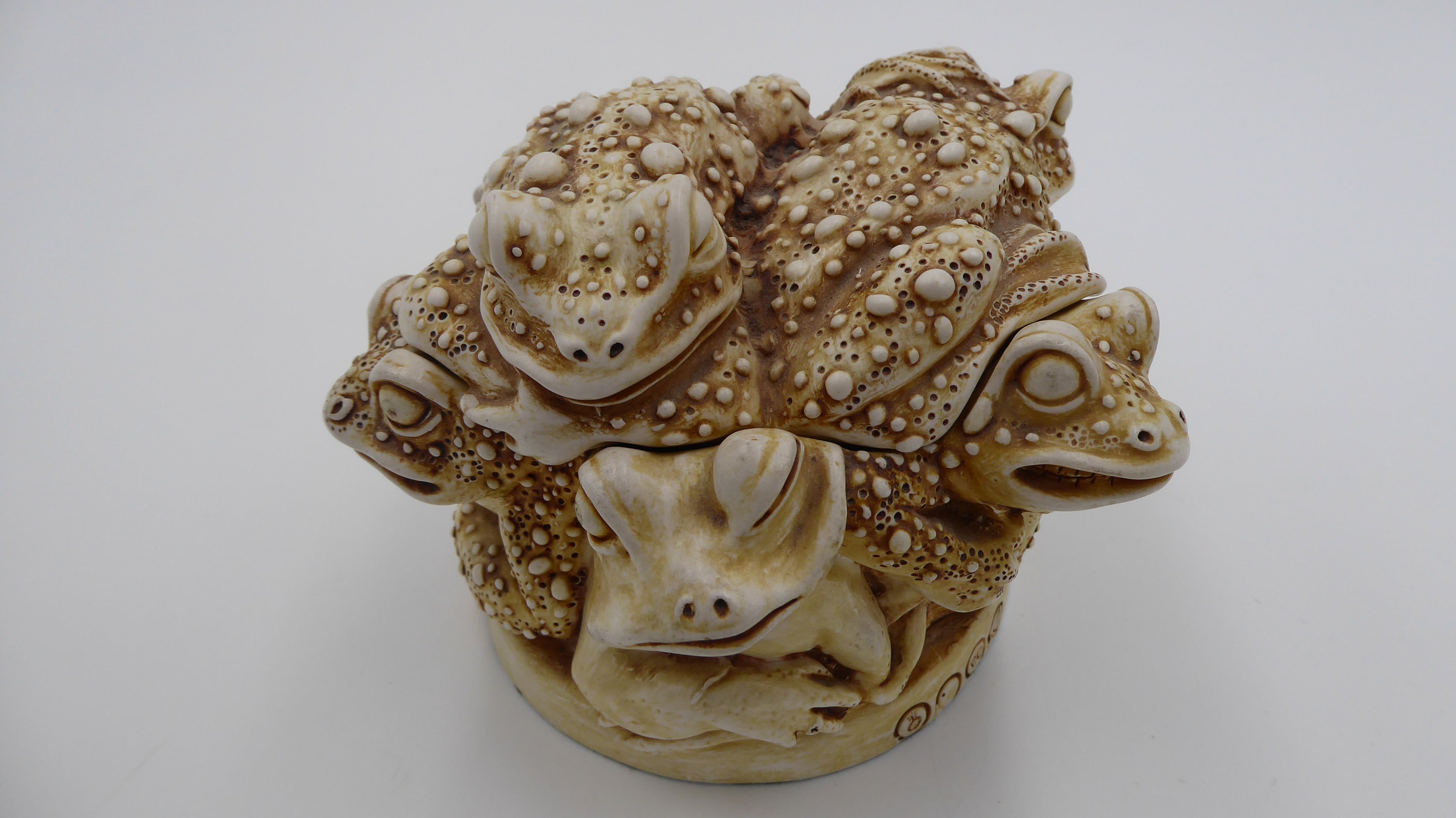 Unique céramique boite à bijoux grenouilles enchevêtrées