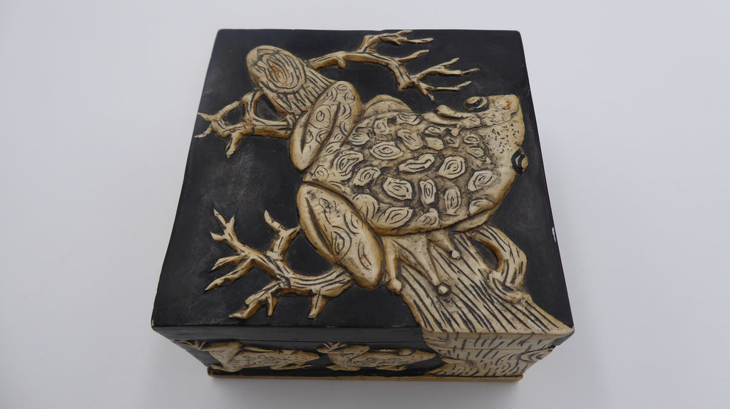 Rarissime sculpture boite céramique et acier avec incrustations