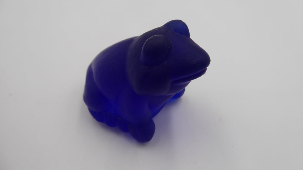 Grenouille pâte de verre bleu marine