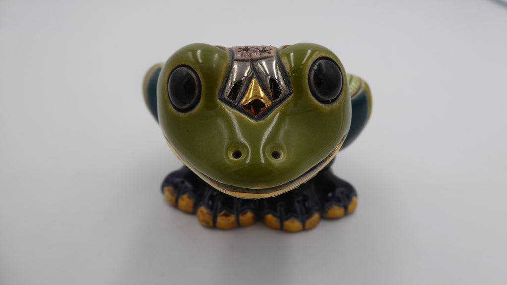 Belle grenouille DE ROSA bleu et vert