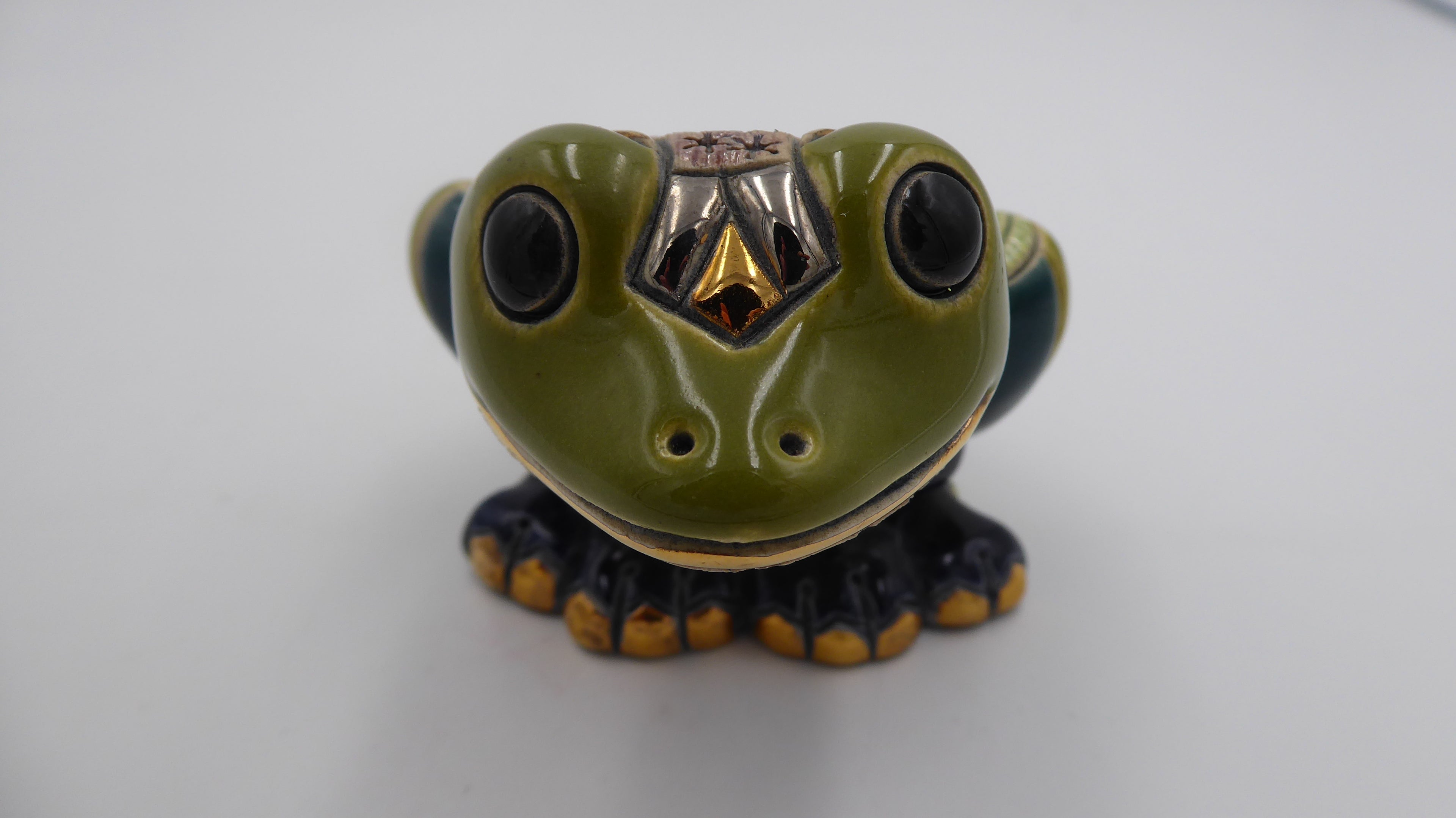 Belle grenouille DE ROSA bleu et vert