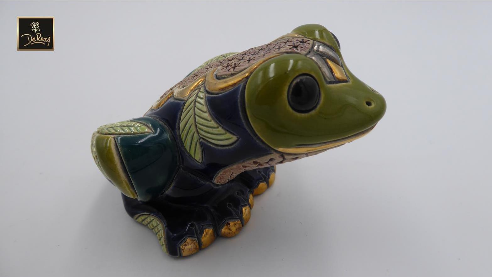 Belle grenouille DE ROSA bleu et vert