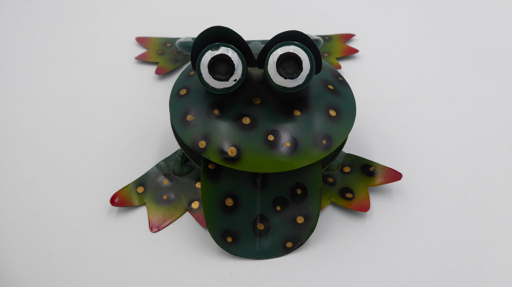 Création originale grenouille tirant la langue en acier soudé peint
