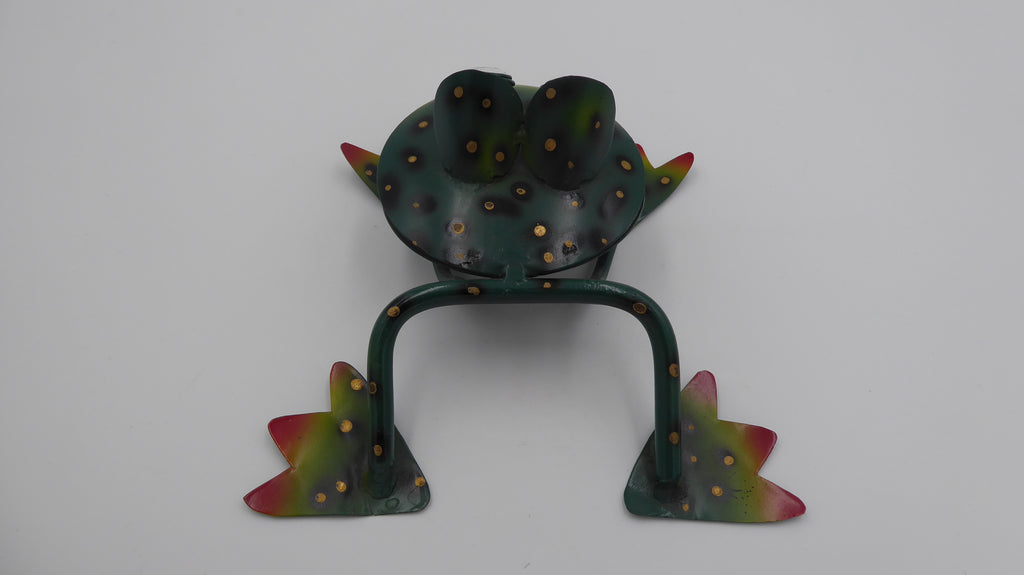 Création originale grenouille tirant la langue en acier soudé peint