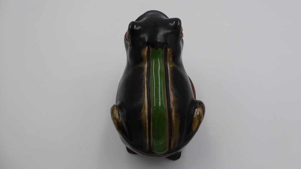 Vieille boite grenouille céramique noire et dorure (Possiblement d'origine Africaine)