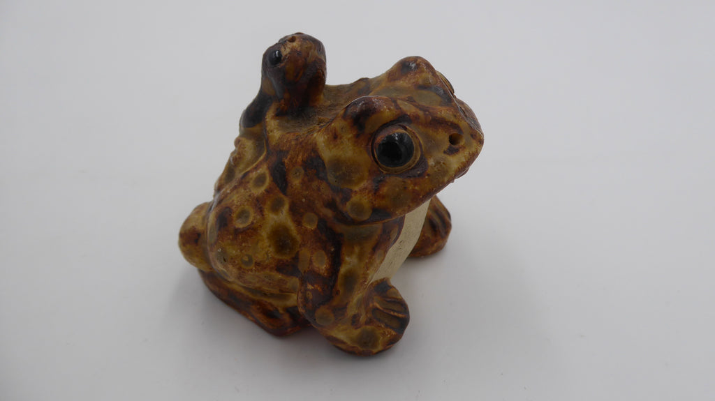 Terre cuite peinte grenouille et son bébé