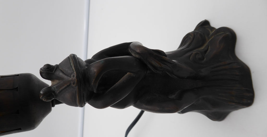 Superbe lampe en bronze et pâte de verre