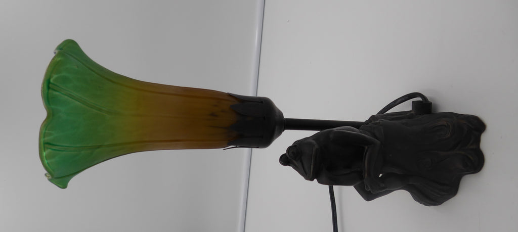 Superbe lampe en bronze et pâte de verre