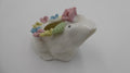 Petit pot grenouille céramique blanche fleurie