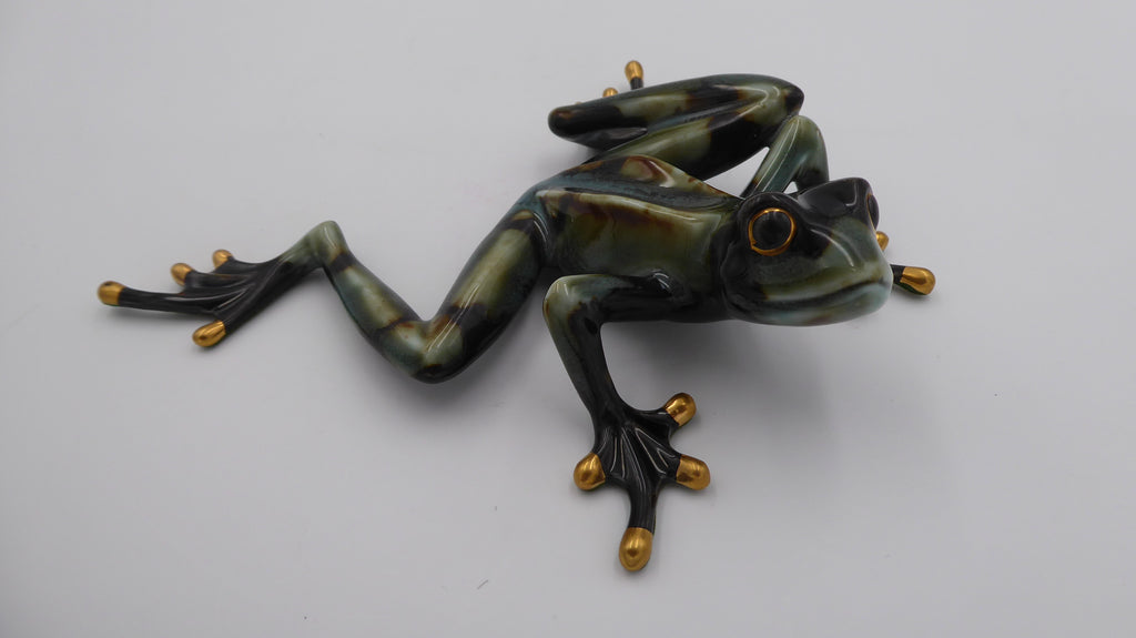 Superbe grenouille en acier décor laqué