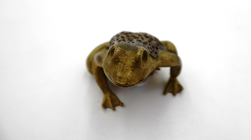 Petite grenouille en laiton évidé et alvéolé