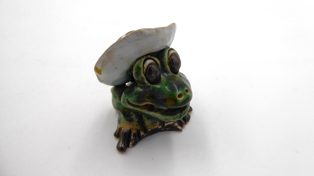 Petite céramique grenouille cowboy