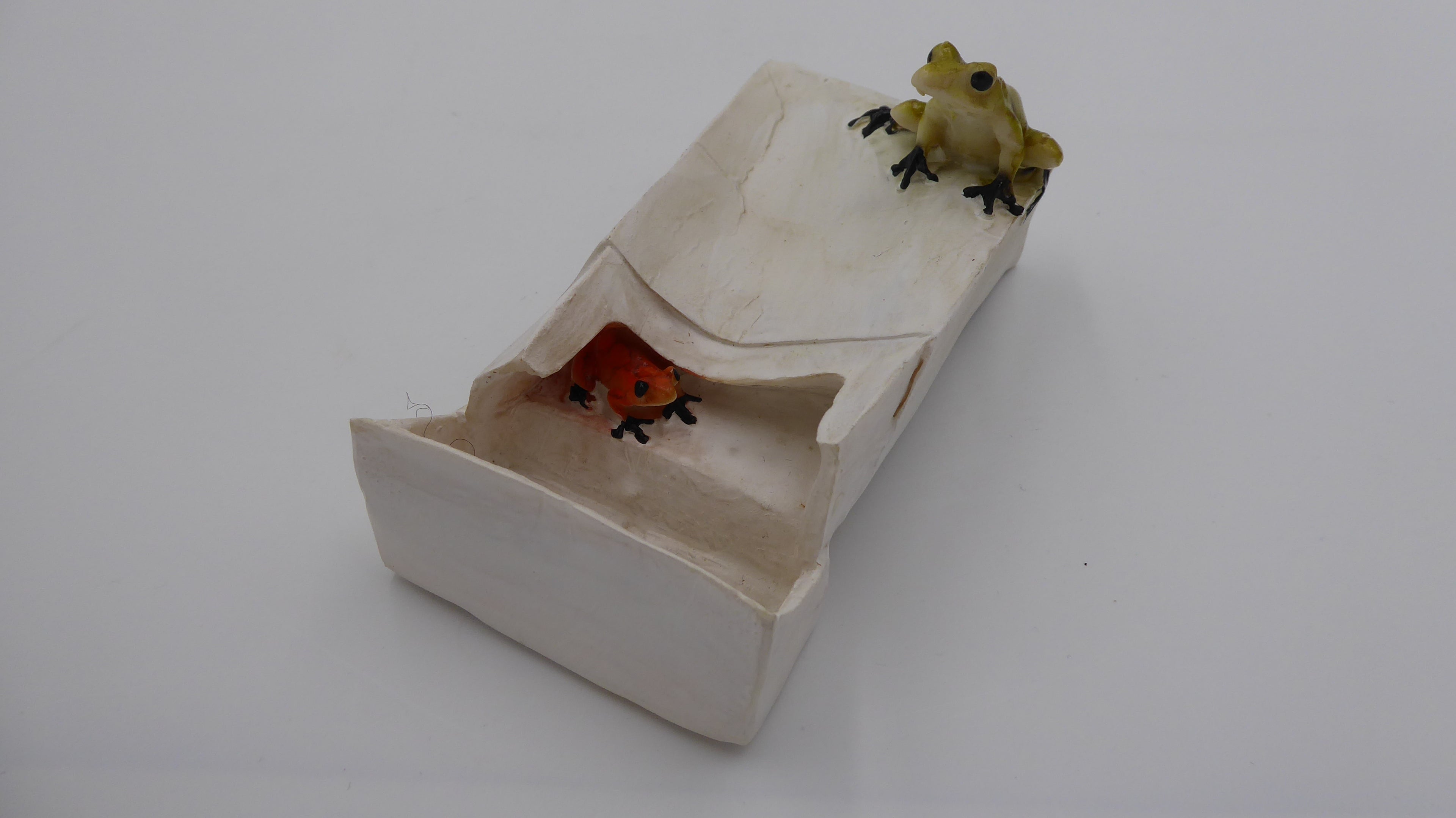 Rare moulage paquet de cigarette et deux grenouilles (Pièce unique ?)