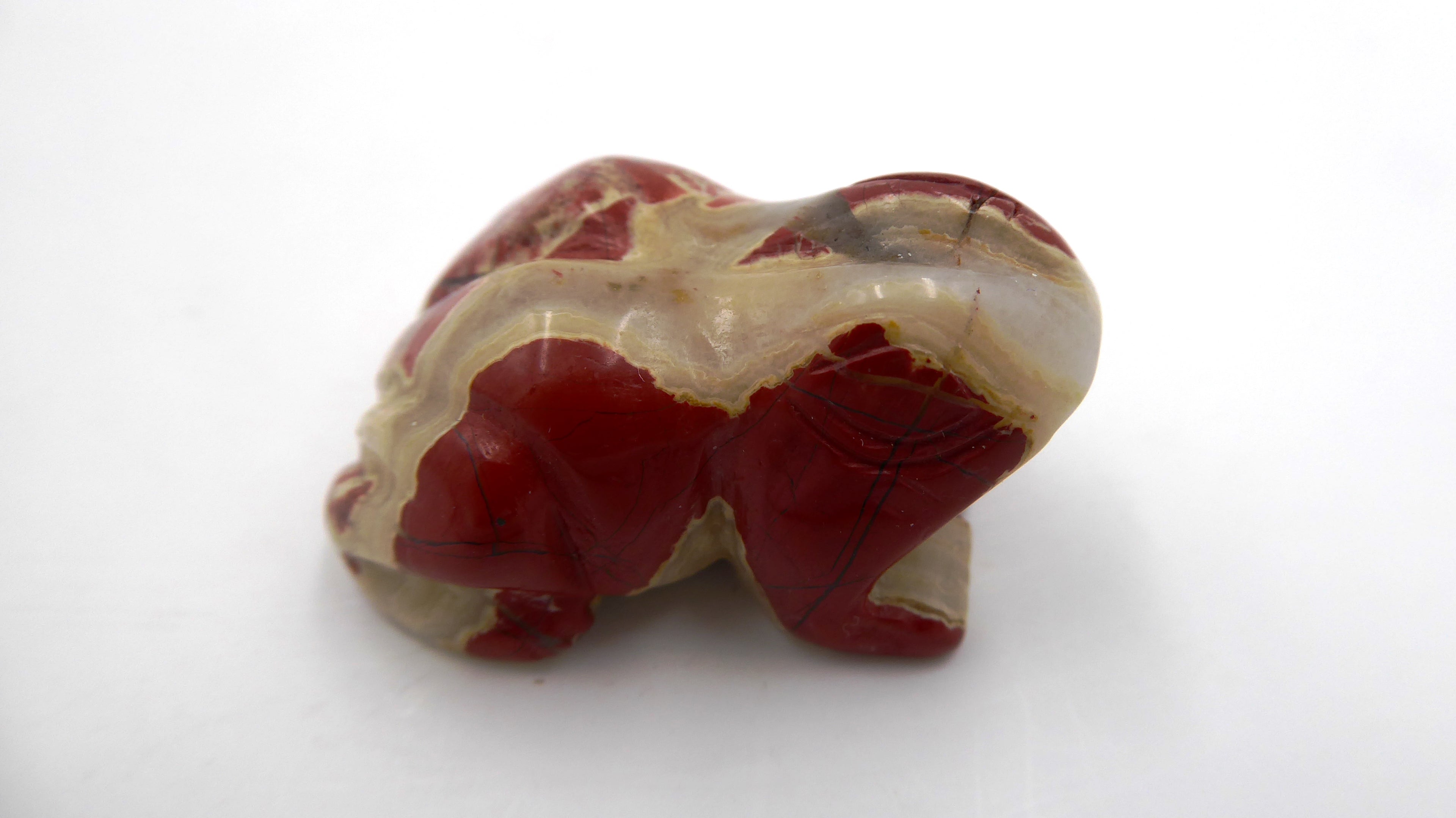 Rare et superbe grenouille en jaspe rouge