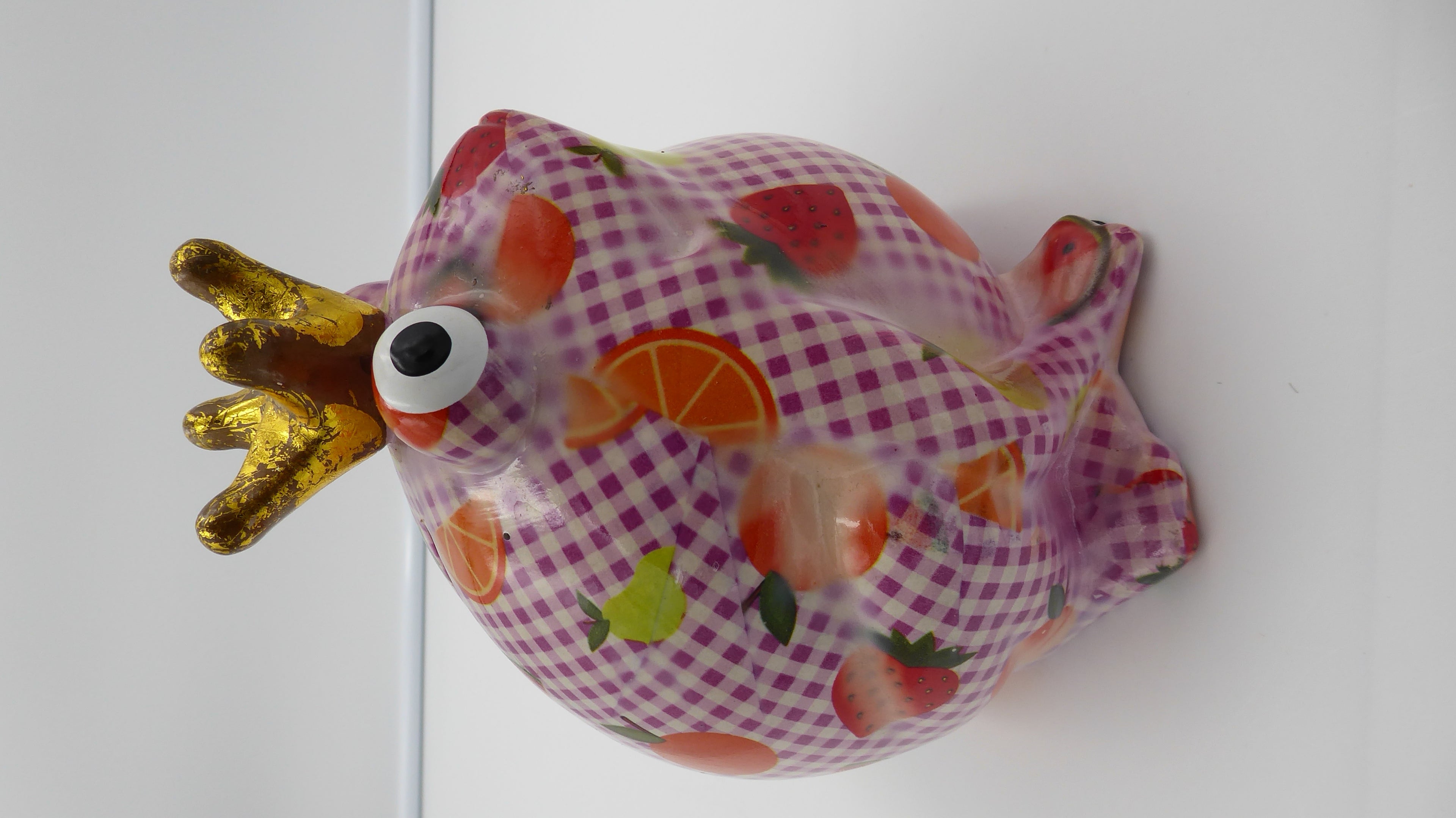 Très grosse grenouille tirelire roi POMME PIDOU en céramique