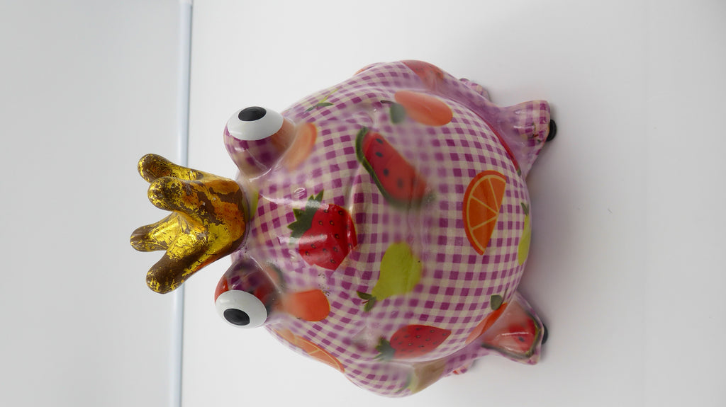 Très grosse grenouille tirelire roi POMME PIDOU en céramique