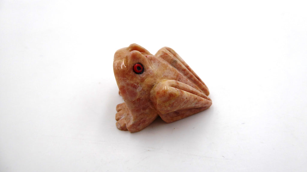 Petite grenouille en pierre rhodonite