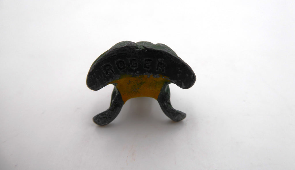 Rare couple de grenouille en plomb et plomb peint ROGER (Fonderie Henri ROGER)