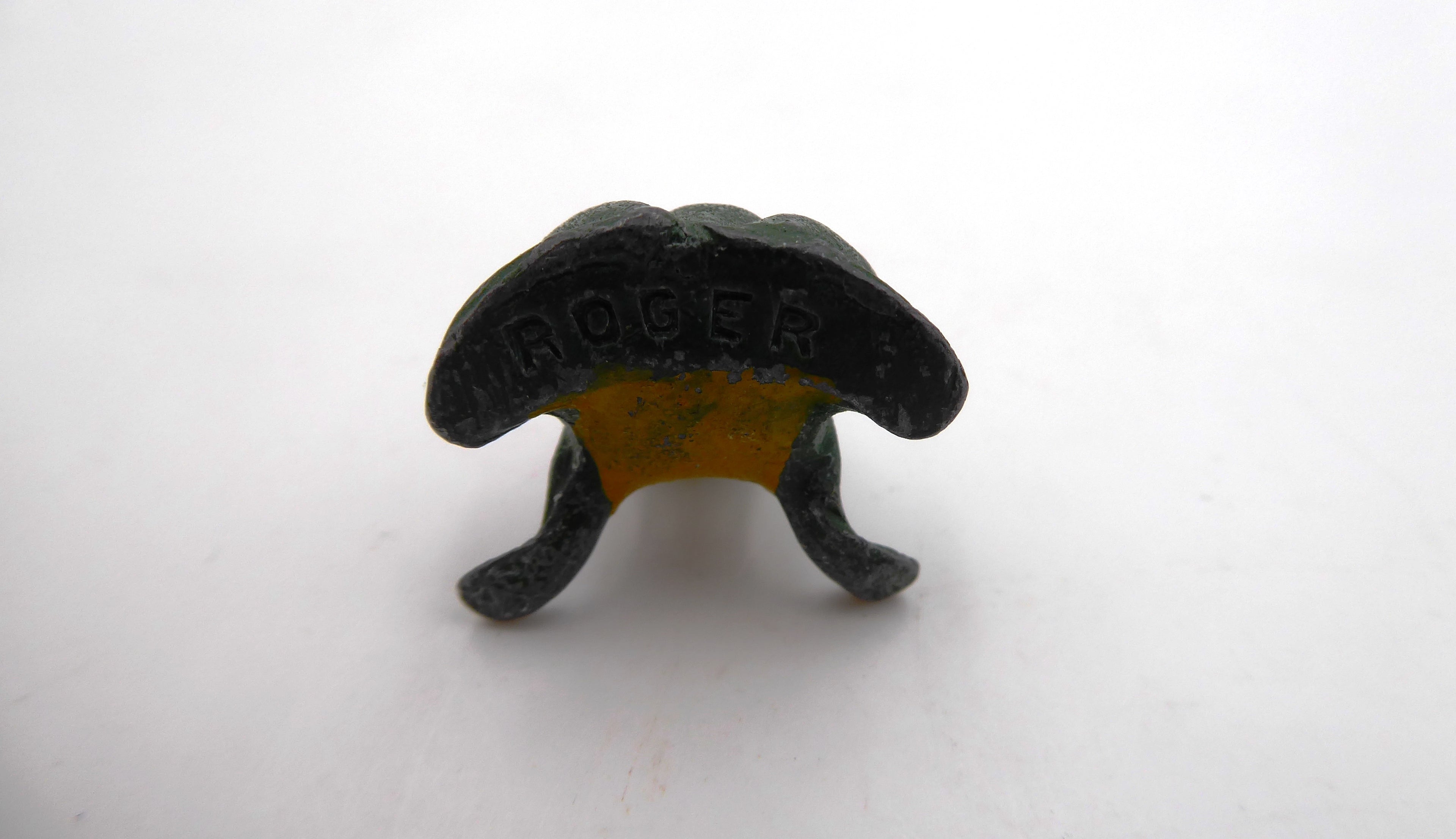 Rare couple de grenouille en plomb et plomb peint ROGER (Fonderie Henri ROGER)