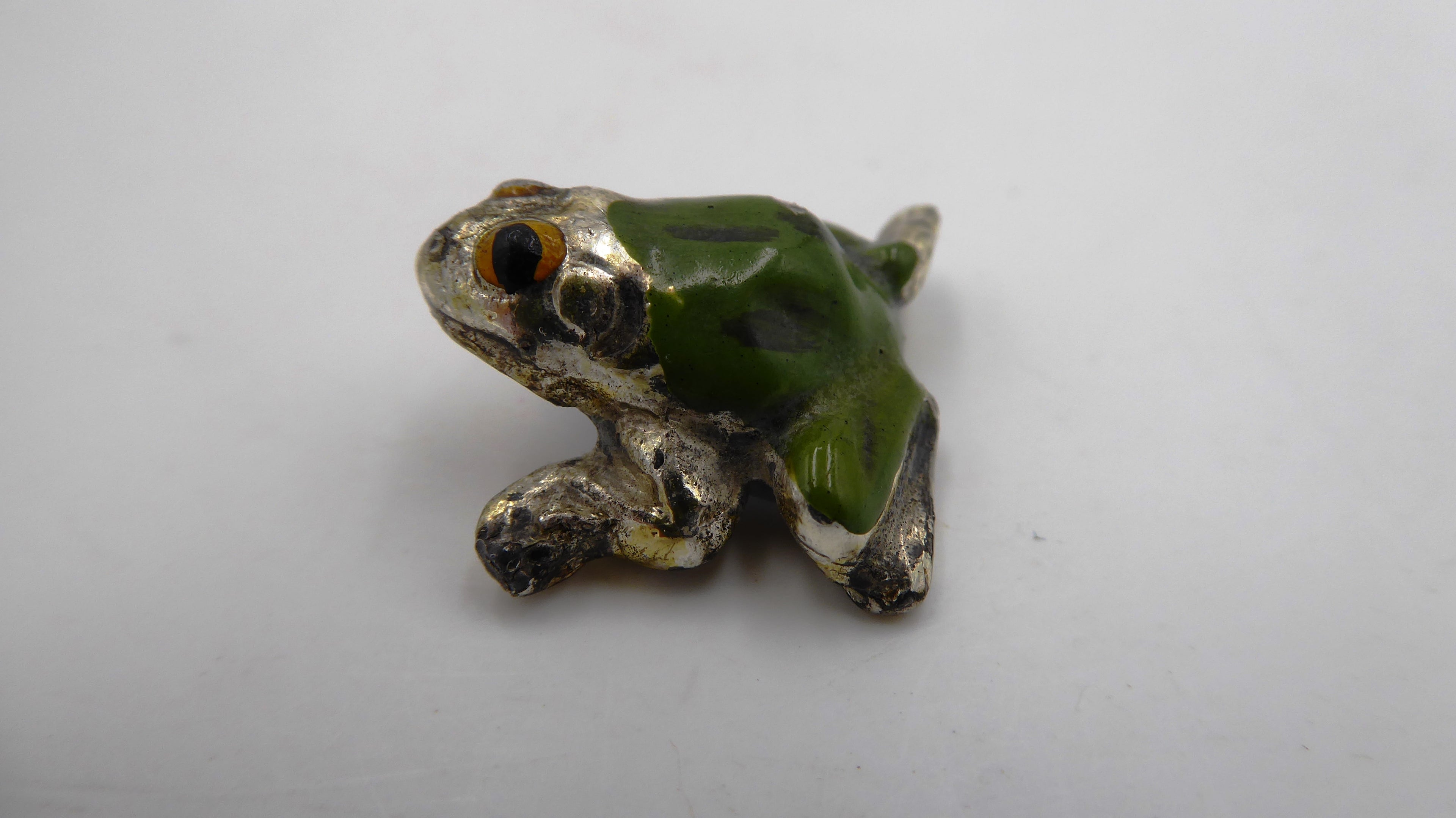 Petite grenouille en métal argenté ELRO