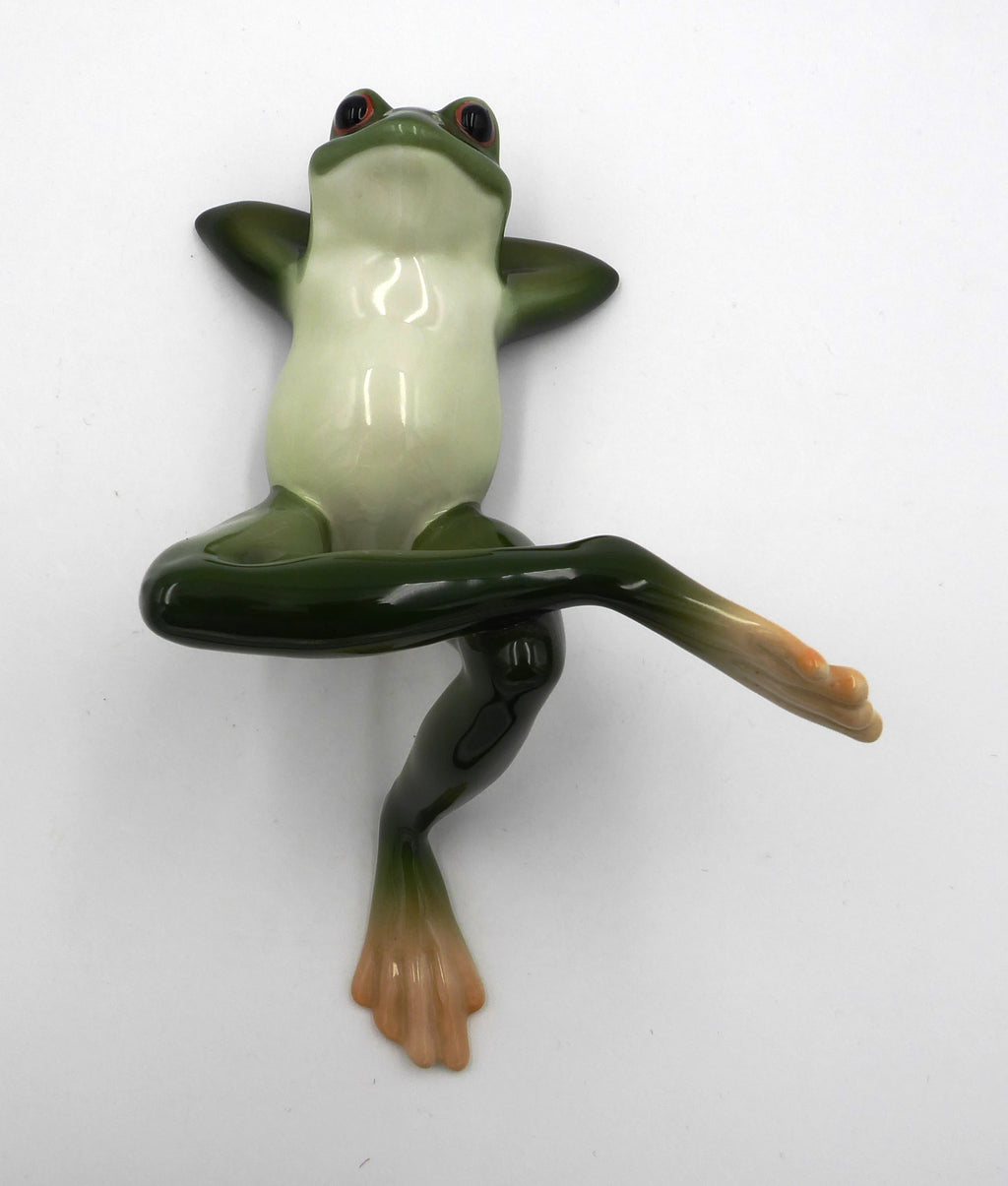 Porcelaine FRANZ signée Grenouille allongé relax