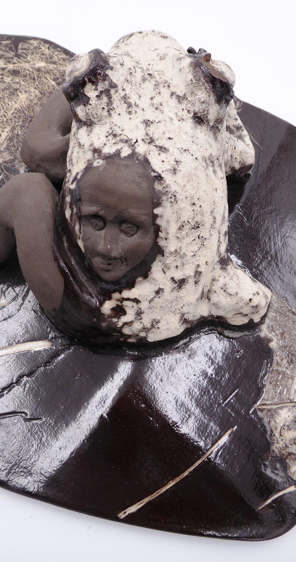 Sculpture artisanale EXEMPLAIRE ARTISTE UNIQUE en céramique noire et blanche