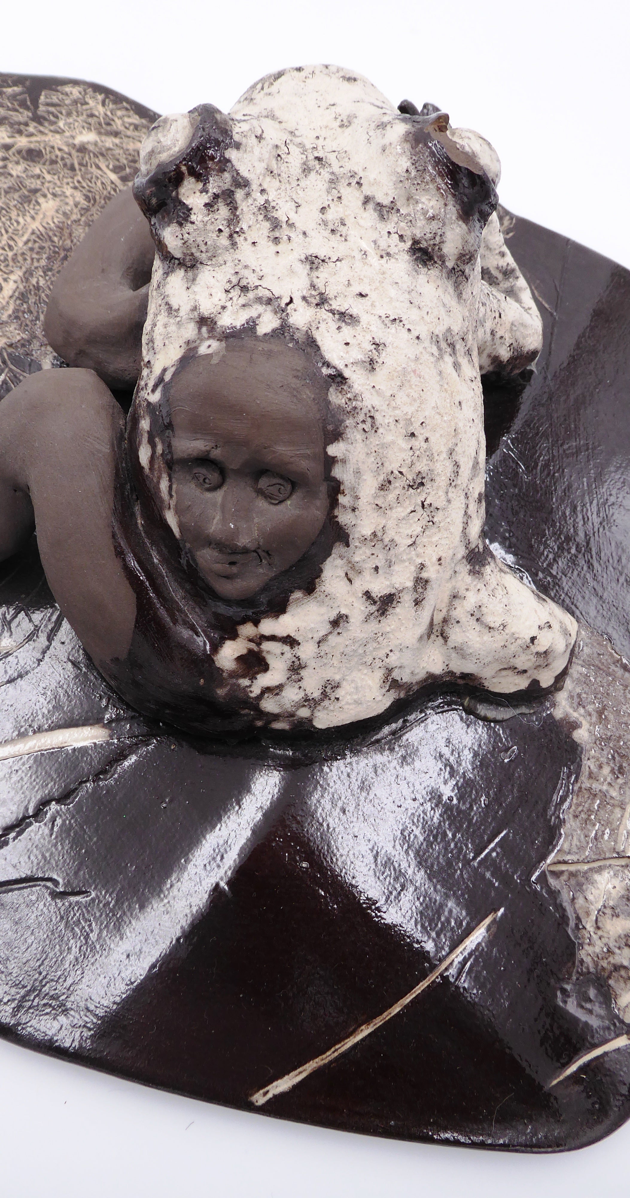 Sculpture artisanale EXEMPLAIRE ARTISTE UNIQUE en céramique noire et blanche