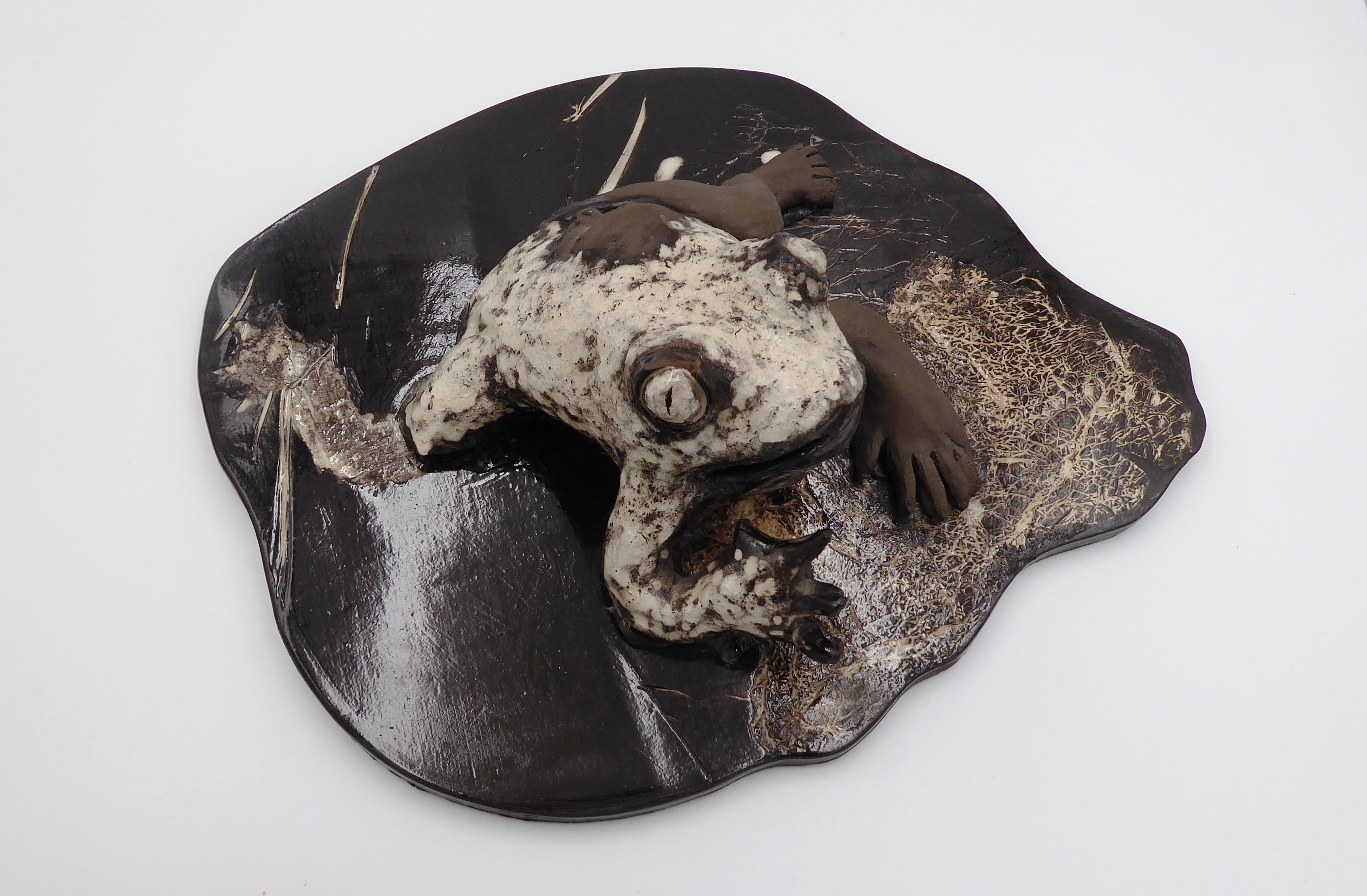 Sculpture artisanale EXEMPLAIRE ARTISTE UNIQUE en céramique noire et blanche