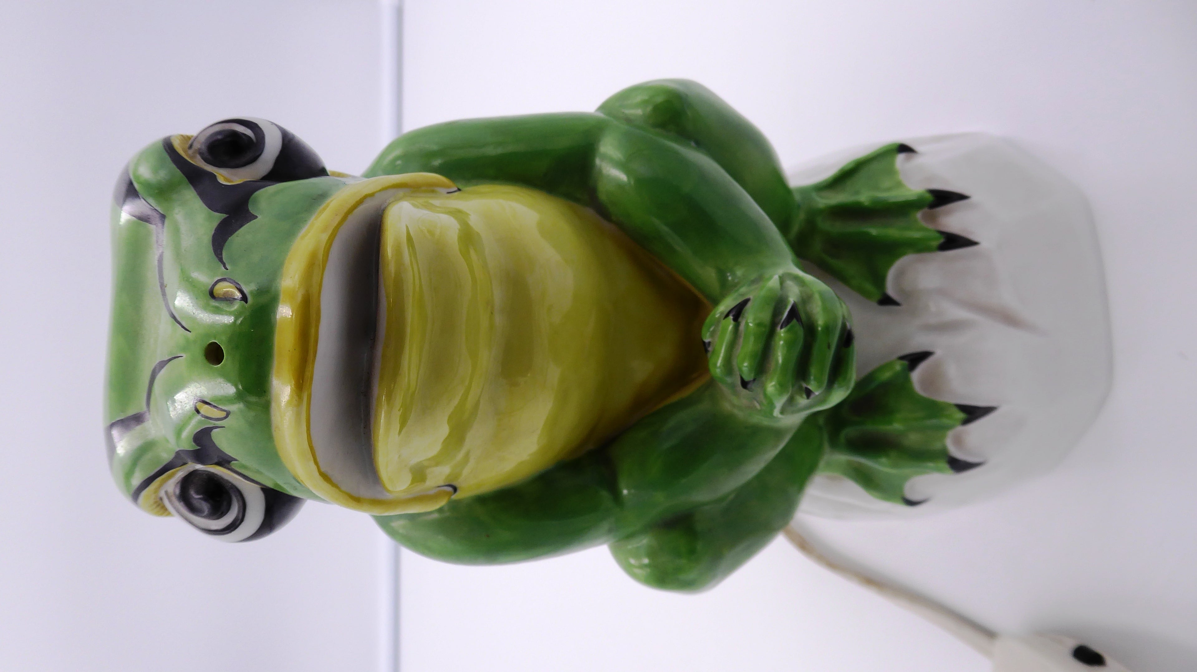 Lampe céramique grenouille verte complète et fonctionnant