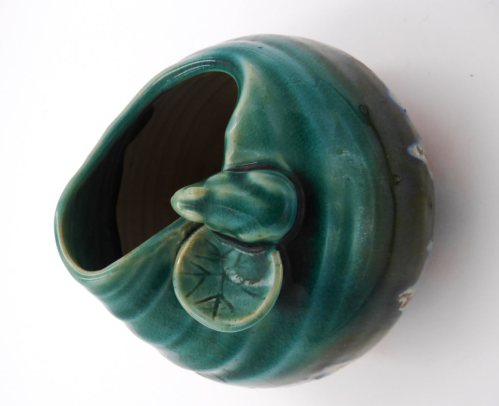 Vase/verseuse céramique grenouille sur feuille