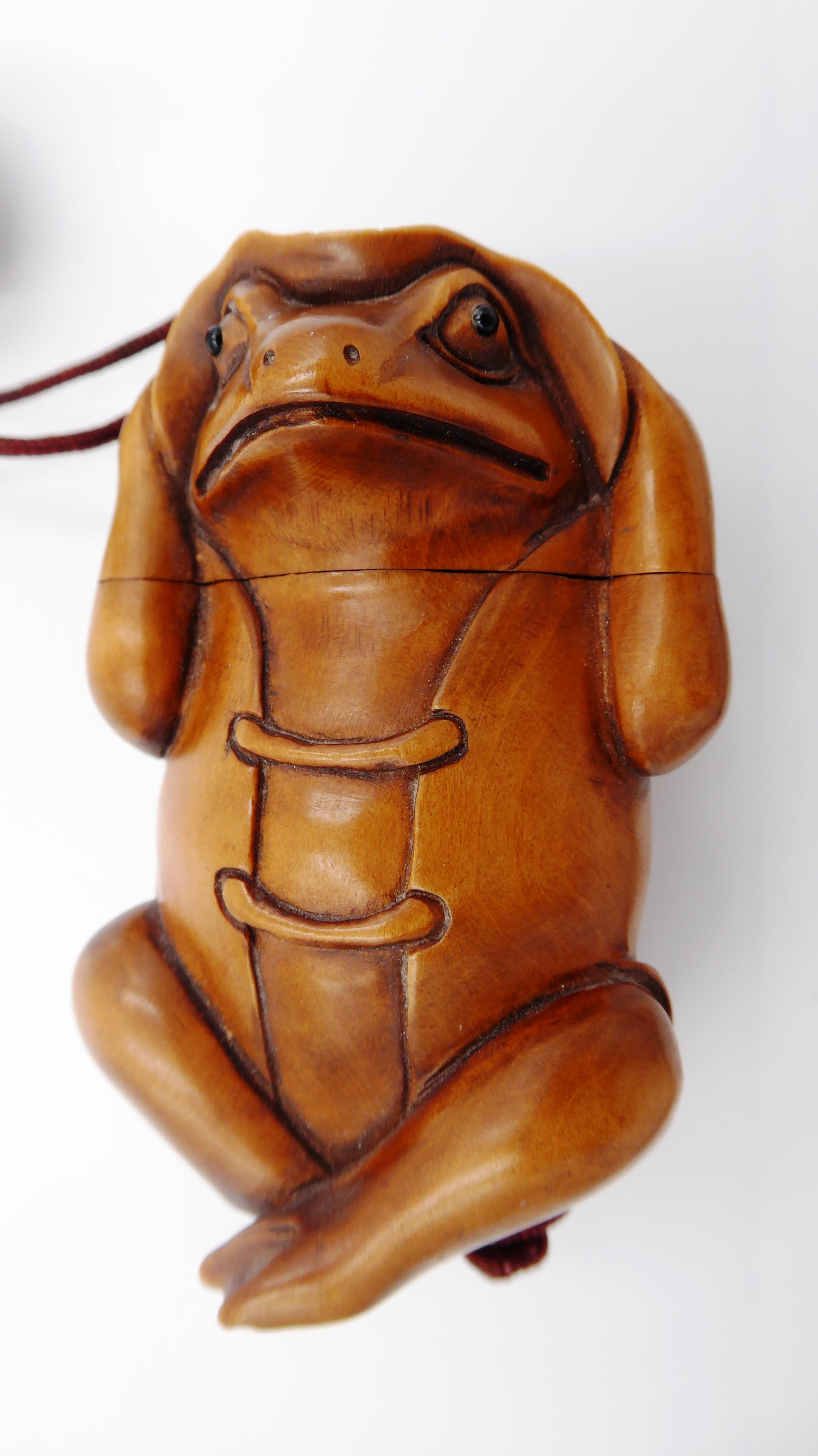 Metsuke INRO à deux cases signé d'origine JAPONAISE en bois se portant à la ceinture